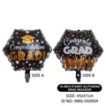 Globo de papel de aluminio hexagonal de 18 pulgadas para graduación con texto Congrats - Hexágono de Graduación Estrellas Brillantes (MBG-050009)