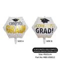Globo de graduación hexagonal de aluminio blanco y dorado de 18 pulgadas para fiestas - Hexágono de Graduación Escamas de Oro Blanco (MBG-050012)
