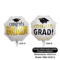 Globo de graduación octagonal de 18 pulgadas blanco y dorado para decoración fiesta - Octágono de Graduación Escamas de Oro Blanco (MBG-050013)