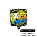 Globo de graduación cuadrado de 18 pulgadas con texto Feliz y orgullosamente - Graduación Cuadrada - Lunares Negros (MBG-110001)