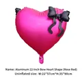 22-inch rose red heart foil balloon with black bow for Valentine's Day party decor. - Bow Heart Style / Rose Red (Black Bow)