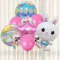 Paasballon-set met konijnenfolieballon en Happy Easter ei-ontwerpen voor feesten - Set 6 (Konijn Ster Ei Latex Pailletten Combo)