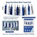 Silver and blue paper tassel garland set for festive party and balloon DIY decoration - 15 Pcs / Deep Sea Silver Blue Tassel Garland