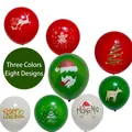 Christmas balloon set with 100 mixed prints in red, green, and white colors - 100 Pieces/Pack (8 Models Mixed)