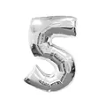 Large 40-inch metallic silver foil number 5 balloon for birthday party decoration - Number 5 / 32 inch / Silver