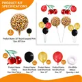 Leopard print and cherry foil balloon set with colorful pearlescent latex balloons and ribbon. - Leopard Cherry Set 1