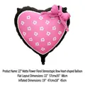 Palloncino a cuore rosa opaco da 22 pollici con fiocco 3D e stampa floreale - Rosa Opaco (Stampa Floreale)