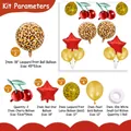Leopard print and cherry foil balloon party set with red star and gold balloons - Leopard Cherry Set 2