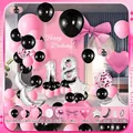 Pink and black 18th birthday balloon garland kit with foil numbers for party decor - Pink Black Theme Style (HY03)