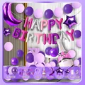 Kit de arco de globos de cumpleaños morados y rosas con globos de luna y estrella - Tema Púrpura (HY9723) / Juego de Cadena de Globos / Serie Púrpura