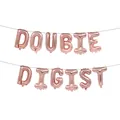 Shiny rose gold foil letter balloons spelling DOUBLE DIGITS for 10th birthday party - DOUBLE DIGITS / 16" / Rose Gold