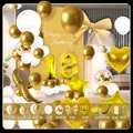 Kit de arco de globos para 18 cumpleaños en oro y blanco con globos de luna y estrella - Estilo Tema Dorado Blanco (HY04)