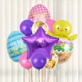 Paasballon set met eivormige folieballonnen en gouden confetti latex ballonnen - Set 10 (Ei Kuiken Ster Pailletten Combo)