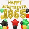 Juneteenth party balloon set with gold Happy Juneteenth 1865 letters and stars - Style HY-02