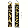 Grandes carteles dorados y negros para el 60 cumpleaños, decoración de fiestas - Estilo Feliz 60 Cumpleaños Negro Dorado / 180x30cm