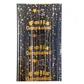 Black and gold Spanish Feliz Cumpleaños foil fringe curtain backdrop for birthday party - Tassel Style / Black