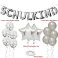 Silver Schulkind balloon set with confetti and star foil balloons for back to school - Silver Jewelry Set / Silver