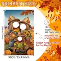 Thanksgiving vogelverschrikker foto achtergrond banner met gezichtsuitsparingen, 180x90cm - Autumn scarecrow hollow hanging cloth