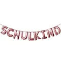 Rose gold SCHULKIND foil balloon banner for German school enrollment ceremony - Letter Banner (Including Ribbon and Straw) / Rose Gold