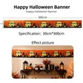 Large Happy Halloween fringe banner, orange 30x300cm spooky party atmosphere decoration - Happy Halloween Banner