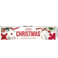 Groot Vrolijk Kerstfeest banner achtergronddoek met 300x50cm afmetingen weergegeven - Kerstcadeau Doos & Hulst Stijl (Stijl 8) / 180x35cm