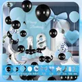 Kit arco de globos para 18 cumpleaños en azul y negro con lunas y estrellas plata - Estilo Tema Azul Negro Plata (HY06)