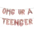 Shiny rose gold OMG UR A TEENAGER foil letter balloon garland for 13th birthday party decor - Omg Ur A Teenager / 16" / Rose Gold