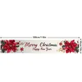 Grote stoffen kerstbanner met rode kerststerbloemen en feestelijke nieuwjaarsgroeten - Kerstster Nieuwjaar Stijl (Stijl 9) / 180x35cm
