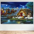 Tapiz decorativo de la escena del nacimiento de los Reyes Magos pared 180x150cm - Tapiz de Reyes Magos Estilo 4 / 180x150cm