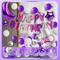 Kit de ballons d'anniversaire violets et roses avec ballons en aluminium lune et étoile - Mélange Rose Violet