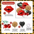 Leopard print and cherry balloon party set with red lips for birthday decorations - Leopard Cherry Set 6