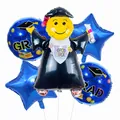 Graduation party balloon set with smiley graduate character and blue stars - Graduation Scholar Kit / Five-Piece Set