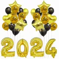 Gold and black 2024 graduation balloon set with star and heart shapes for party decoration - 2024 Graduation Kit