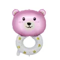 Ballon en aluminium tête d'ours rose mignon avec anneau d'étoiles dorées pour fête - Bague Ours / Rose