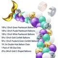 Mermaid theme balloon arch kit with purple, green, and gold confetti balloons - Gold Style 2