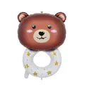 Ballon en aluminium mignon en forme de tête d'ours avec étoiles dorées pour la fête - Marron