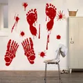 Stickers muraux empreintes de pas et mains sanglantes pour décoration Halloween - Style Empreintes de Pieds Sanglantes et Squelettes (SK31008) / 30x45cm