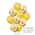 Set of 5 gold confetti balloons and 5 gold latex balloons for party decoration - Sequin and Latex Combination / 10 Pieces Pack / Gold