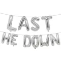 Silver foil letter balloons spelling LAST HE DOWN for adult birthday party decorations - LAST HE DOWN / 16" / Silver