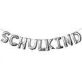 Silver Schulkind letter balloon banner for German school enrollment celebrations - Letter Banner (Including Ribbon and Straw) / Silver