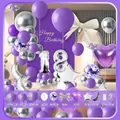 Kit guirnalda de globos 18 cumpleaños morado y plata con globos de papel corazón y estrella - Estilo Tema Púrpura Plata (HY08)