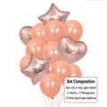 Elegant rose gold balloon set composition with heart star foils and ten latex balloons - Latex and Foil Balloon Set / 14 Piece Set / Rose Gold