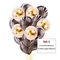 Detailansicht der goldenen Konfetti- und schwarzen Marmor-Ballons im Party-Set - Konfetti Marmor Ballon Set 1 (Schwarz) / 15er Set