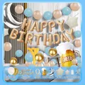 Kit d'arche de ballons d'anniversaire avec lune, étoile et chope de bière, bleu or - Série Or Champagne