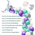 Detailed view of mermaid tail balloon arch kit with pearlescent and confetti balloons - Silver Style 1