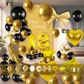 Kit de globos para 18 cumpleaños en oro y negro con estrellas y lunas - Estilo Tema Negro Dorado (HY09)