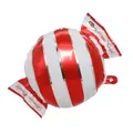 Globo de papel de aluminio en forma de caramelo con rayas rojas y plateadas Premium - Globo de Caramelo / Rayas rojas