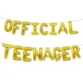 Gold foil balloons set spelling 'OFFICIAL TEENAGER' for 13th birthday party decor - OFFICIAL TEENAGER / 16" / Gold