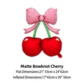 Matte cherry-shaped foil balloon with pink bow for birthday and party decoration - Matte Bow Cherry