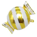 Globo decorativo de papel de aluminio en forma de caramelo a rayas doradas y blancas - Globo de Caramelo / Dorado a rayas